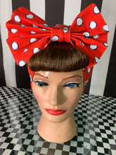 Load image into Gallery viewer, Minnie spots red fan art head wrap