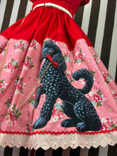 Load image into Gallery viewer, Pink and red floral black poodle skirt
