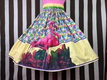 Load image into Gallery viewer, Fabulous flamingos pale yellow background skirt