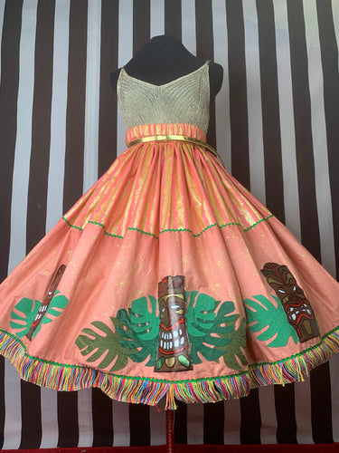 Coral hand crafted tiki skirt