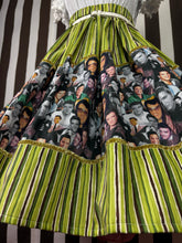 Load image into Gallery viewer, Elvis fan art green stripes skirt
