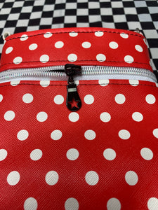 Red polka dots fan art crossbody bag