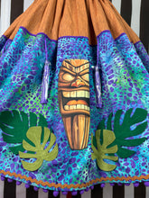 Load image into Gallery viewer, Tiki terrific purple blues and greens inspired skirt