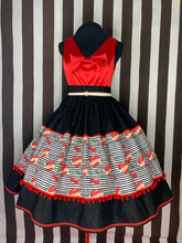 Load image into Gallery viewer, Love tattoo hearts &amp; cherries stripes skirt