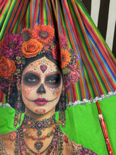 Load image into Gallery viewer, Day of the dead Mexican inspired green skirt