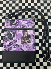 Load image into Gallery viewer, Wednesday character inspired fan art crossbody bag