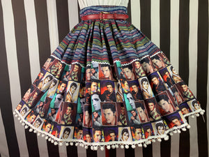 Elvis fan art portraits and horizontal stripes skirt