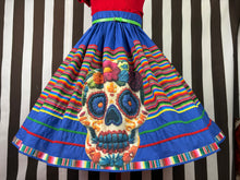 Load image into Gallery viewer, Day of the dead sugar skull inspired skirt