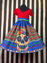 Load image into Gallery viewer, Day of the dead sugar skull inspired skirt