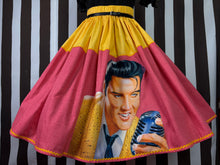 Load image into Gallery viewer, Elvis fan art appliqué coral skirt