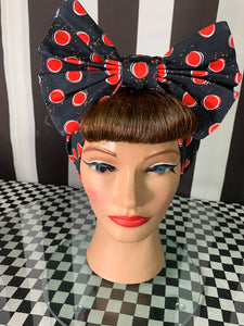 Minnie spots black fan art head wrap