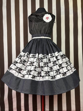 Load image into Gallery viewer, Elvis fan art black and white pinstripe skirt