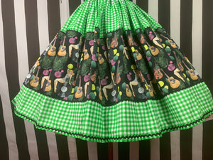Tropical pinup and Elvis records skirt