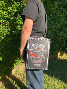 Psychobilly hot rod Tin sign crossbody bag