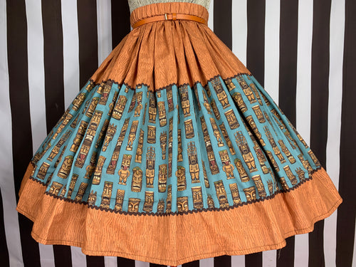 Teal tiki 3 panel skirt