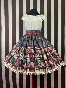 Elvis fan art portraits and horizontal stripes skirt