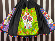 Load image into Gallery viewer, Day of the dead Sugar skull fan art skirt