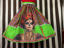 Load image into Gallery viewer, Day of the dead Mexican inspired green skirt