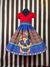 Load image into Gallery viewer, Day of the dead sugar skull inspired skirt