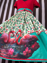 Load image into Gallery viewer, Fabulous flamingos lagoon heart skirt