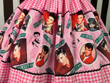 Load image into Gallery viewer, Pink gingham Elvis fan art skirt