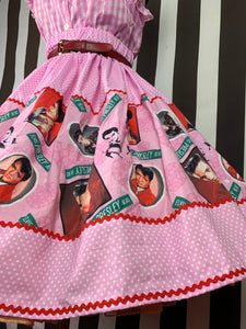 Pink polka dot Elvis fan art skirt