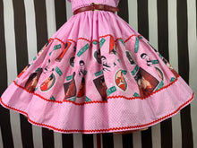 Load image into Gallery viewer, Pink polka dot Elvis fan art skirt