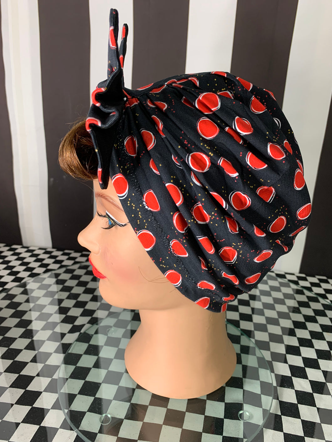 Minnie spots black fan art head wrap