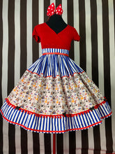 Load image into Gallery viewer, Best Cruise ever Disney fan art blue and white stripe skirt