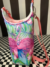 Load image into Gallery viewer, Tropical flamingoes drink bottle crossbody bag
