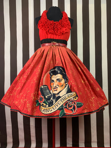 Elvis applique fan art on red ombre skirt
