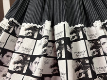 Load image into Gallery viewer, Elvis fan art black and white pinstripe skirt