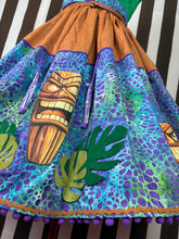 Load image into Gallery viewer, Tiki terrific purple blues and greens inspired skirt