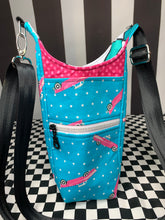 Load image into Gallery viewer, Cars and polka dots drink bottle crossbody bag