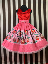 Load image into Gallery viewer, Red gingham Elvis fan art skirt