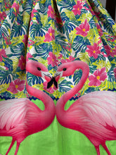 Load image into Gallery viewer, Fabulous flamingos and flowers green skirt