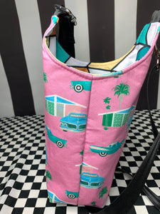 1950s home and car drink bottle crossbody bag