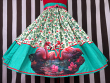 Load image into Gallery viewer, Fabulous flamingos lagoon heart skirt