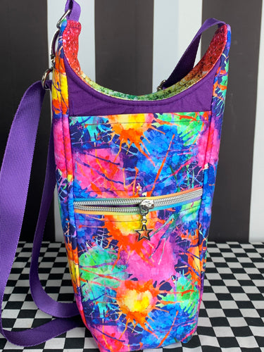 Paint splatter drink bottle crossbody bag