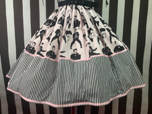 Load image into Gallery viewer, Elvis fan art pink and stripes skirt
