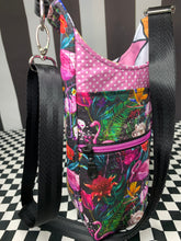 Load image into Gallery viewer, Tropical dark flamingo drink bottle crossbody bag
