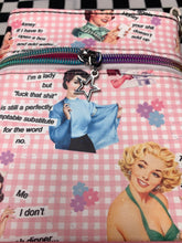 Load image into Gallery viewer, Potty mouth pinups in pink crossbody bag