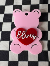 Load image into Gallery viewer, Pink teddy Elvis fan art brooch