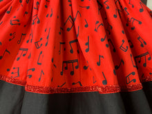 Load image into Gallery viewer, Elvis fan art jail house rock skirt in red and black