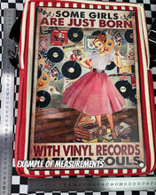 Load image into Gallery viewer, Born with vinyl records Tin sign crossbody bag