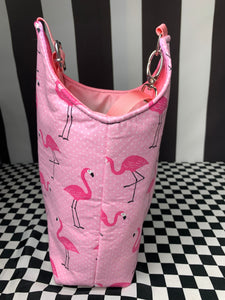 Pink flamingo drink bottle crossbody bag