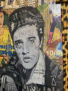 Elvis graffiti and leopard print fan art frame it crossbody bag