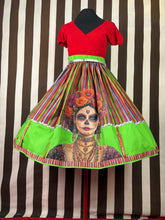 Load image into Gallery viewer, Day of the dead Mexican inspired green skirt