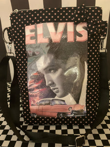 Elvis & his cadillac fan art frame it crossbody bag
