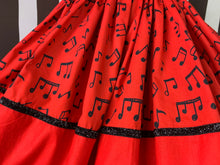 Load image into Gallery viewer, Elvis fan art jail house rock skirt in red